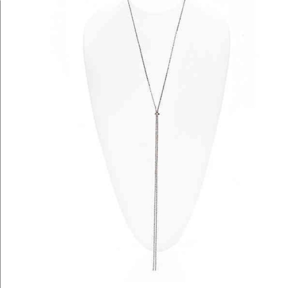 Silver metallic long necklace